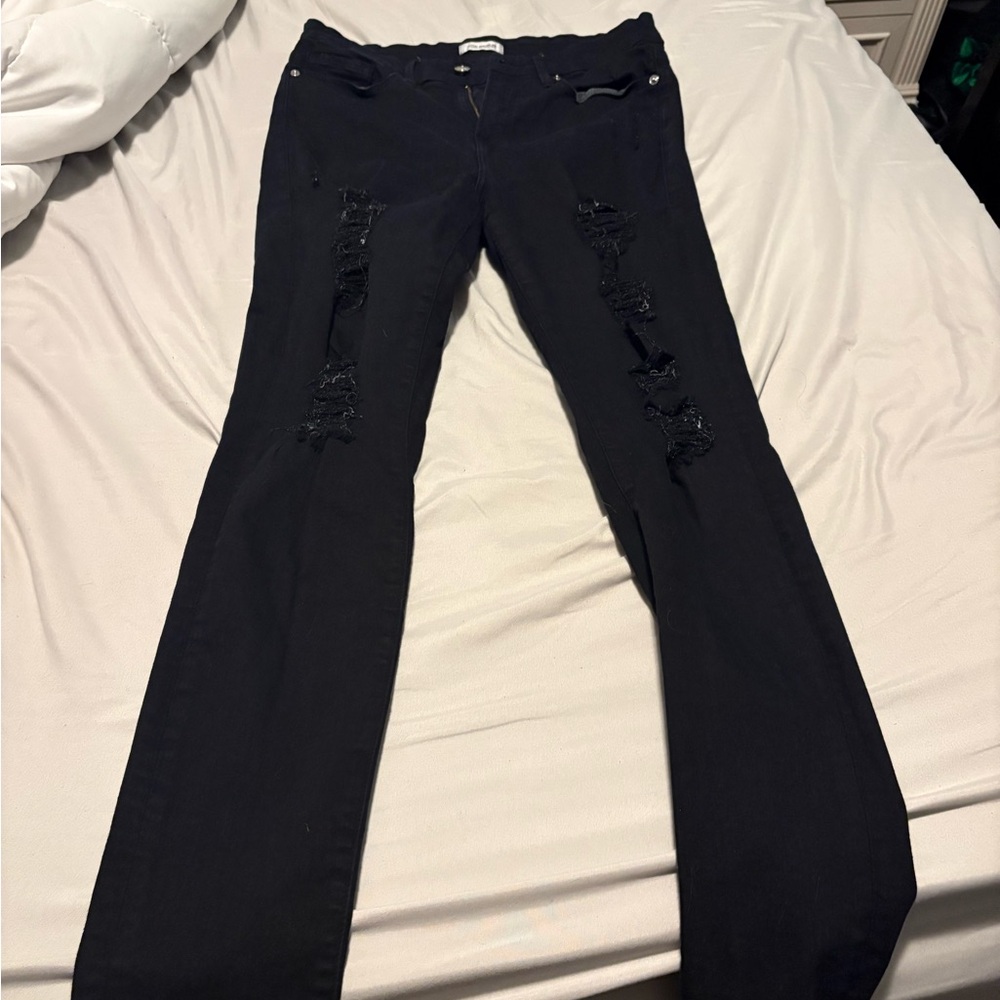 Good American Black Distressed Denim Jeans